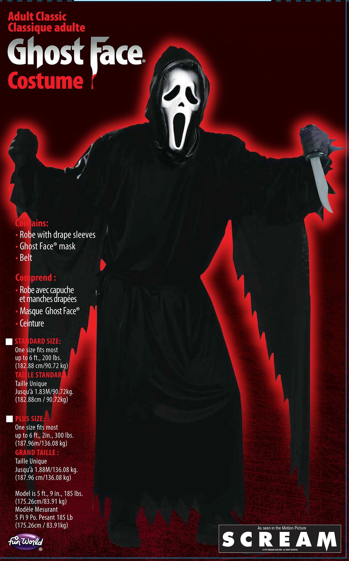 Costume Ghost Face Originale Adulto Classico Completo Scream Halloween