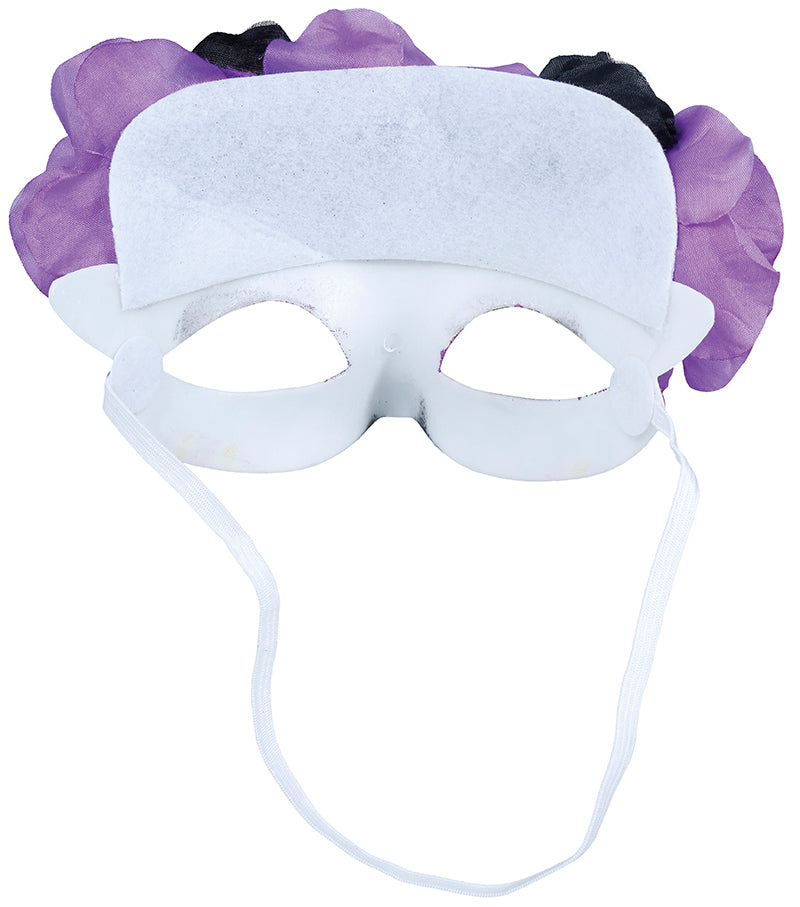 Maschera Rigida Catrina Morte Messicana con Fiori Viola e Neri Halloween