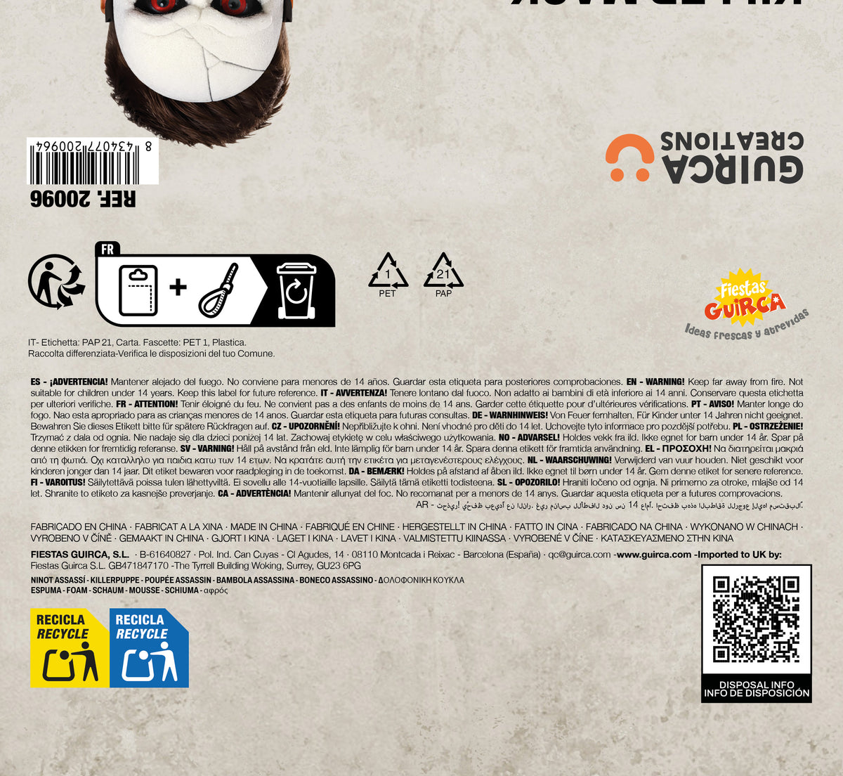 Maschera Mezzo Volto Saw L'Enigmista Horror Halloween