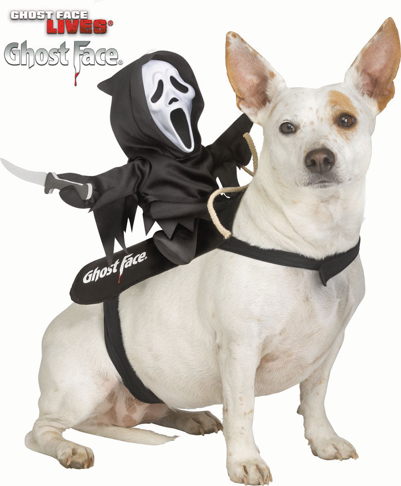 Costume Ghost Face In Sella Per Cani Originale Scream Halloween