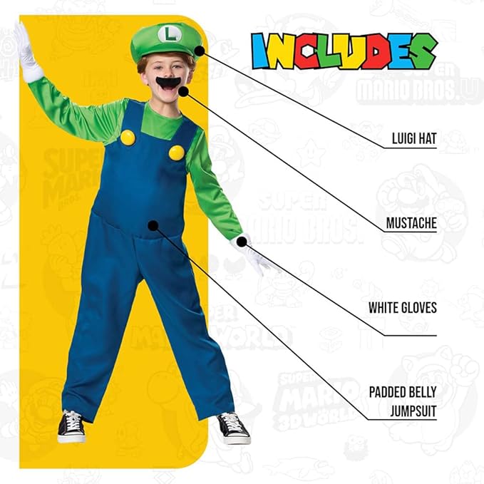 Costume Luigi Bambino Super Mario Bros. Ufficiale