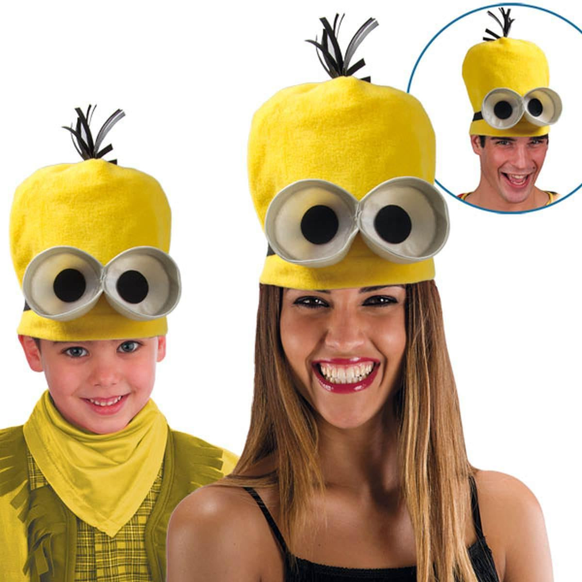 Copricapo Minions Cappello Giallo con Occhiali in Tessuto Taglia Unica Bambino