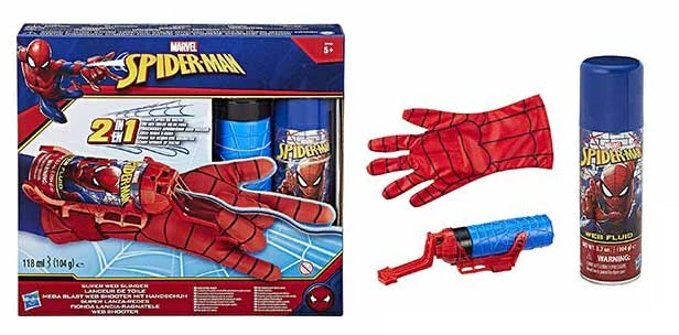 Guanto Spiderman Spara Ragnatele Filanti o Acqua Due in Uno Originale Marvel Hasbro