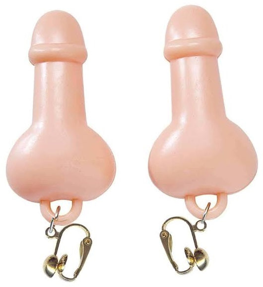 Orecchini a Clip Willy Pene Pendente Gadget Pisellino Addio Nubilato Scherzo Trash