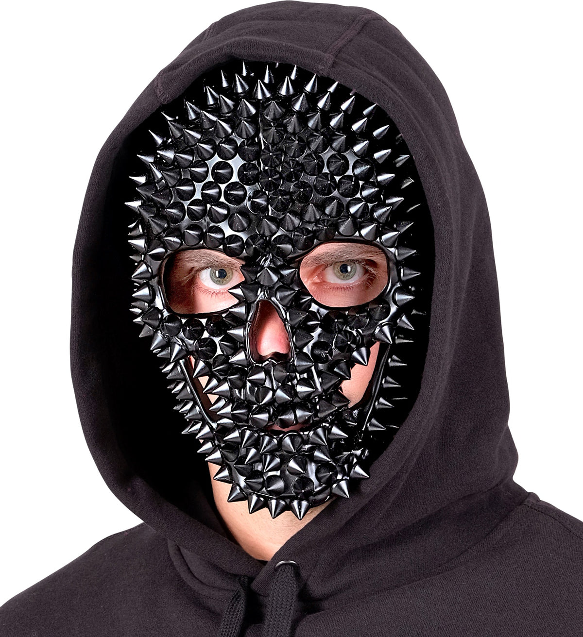 Maschera Rigida Teschio con Borchie Nere Horror Scheletro Halloween