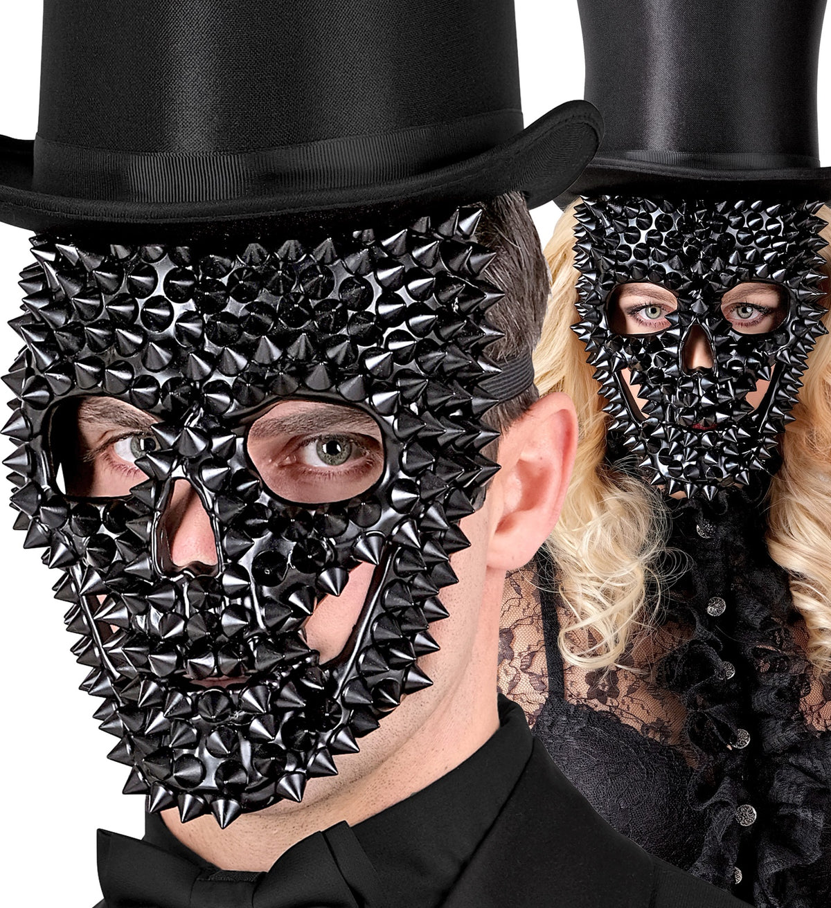 Maschera Rigida Teschio con Borchie Nere Horror Scheletro Halloween