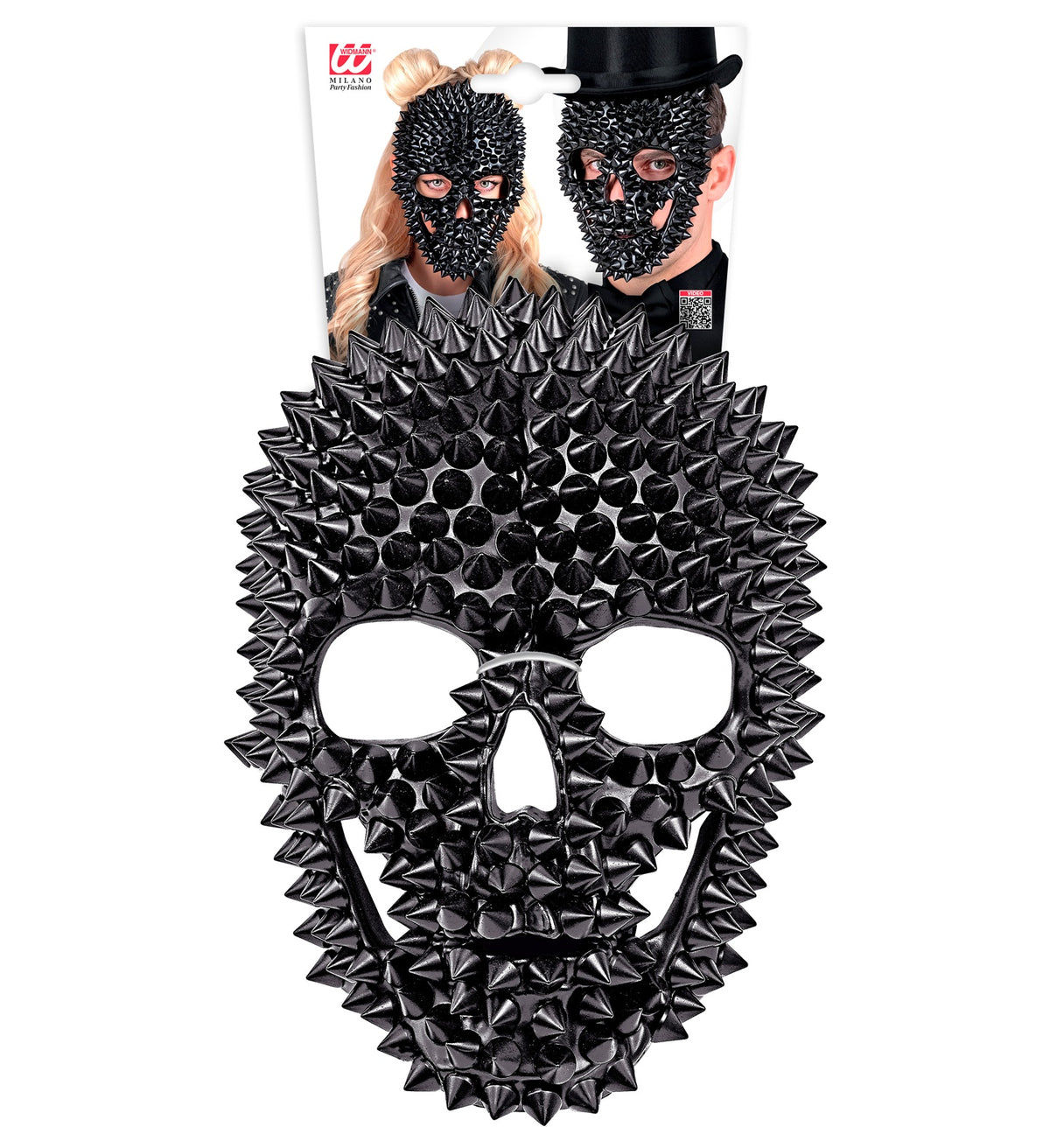 Maschera Rigida Teschio con Borchie Nere Horror Scheletro Halloween