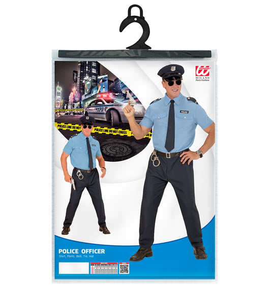 Costume Poliziotto con Camicia Pantaloni Cintura Cravatta e Cappello Adulto