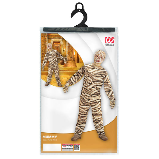 Costume Mummia Bambino Maglia Pantalone e Maschera in Lattice Antico Egitto