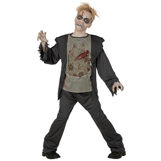 Costume 3D Zombie Bambino Completo Pantaloni e Giacca con Petto in Lattice Horror Franknstein 1