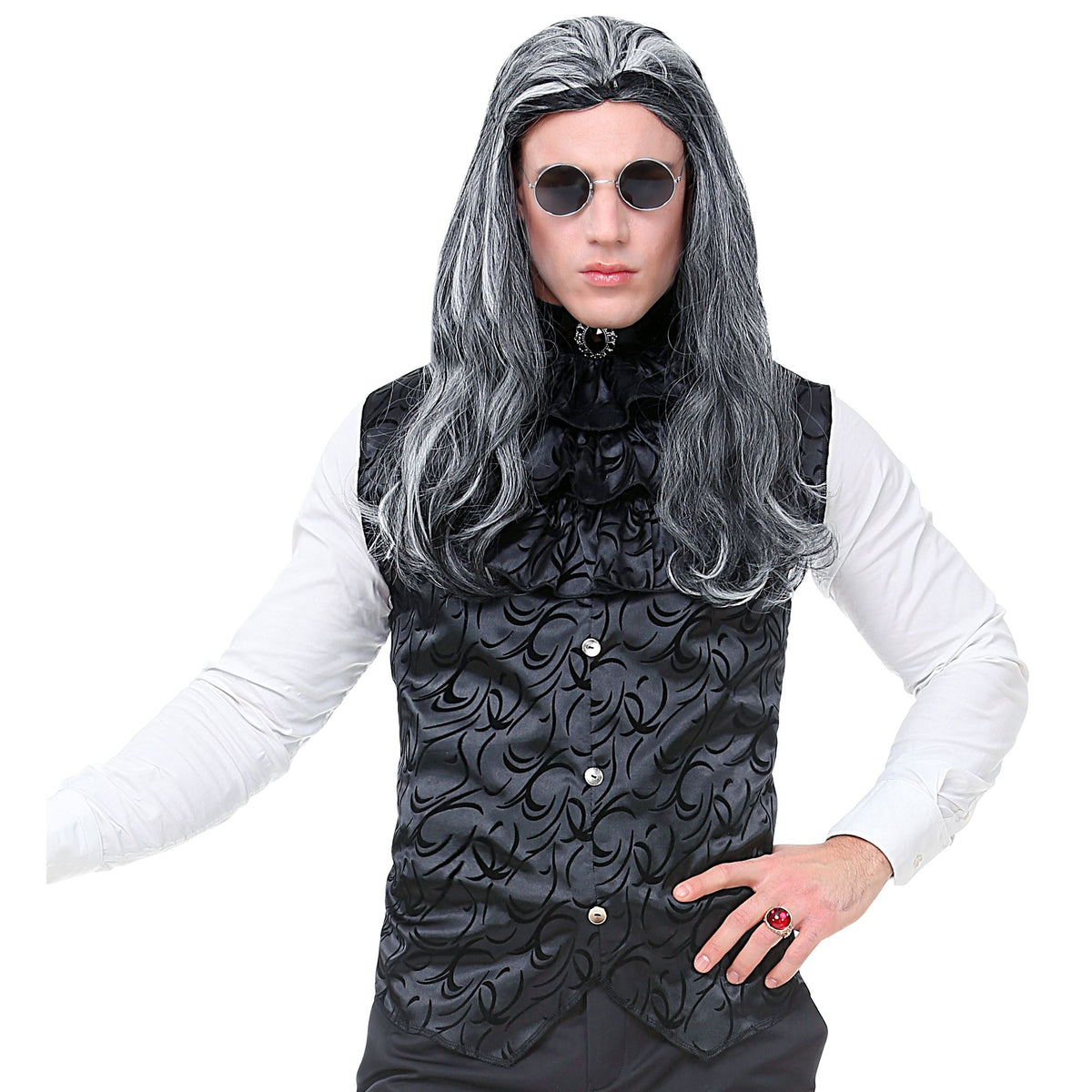 "GILET GOTICO CON JABOT E GEMMA" in raso 1