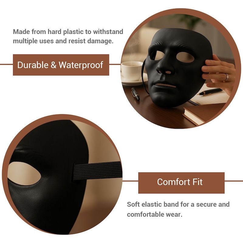 Maschera Nera Senza Volto Horror PVC Rigido con Elastico Halloween