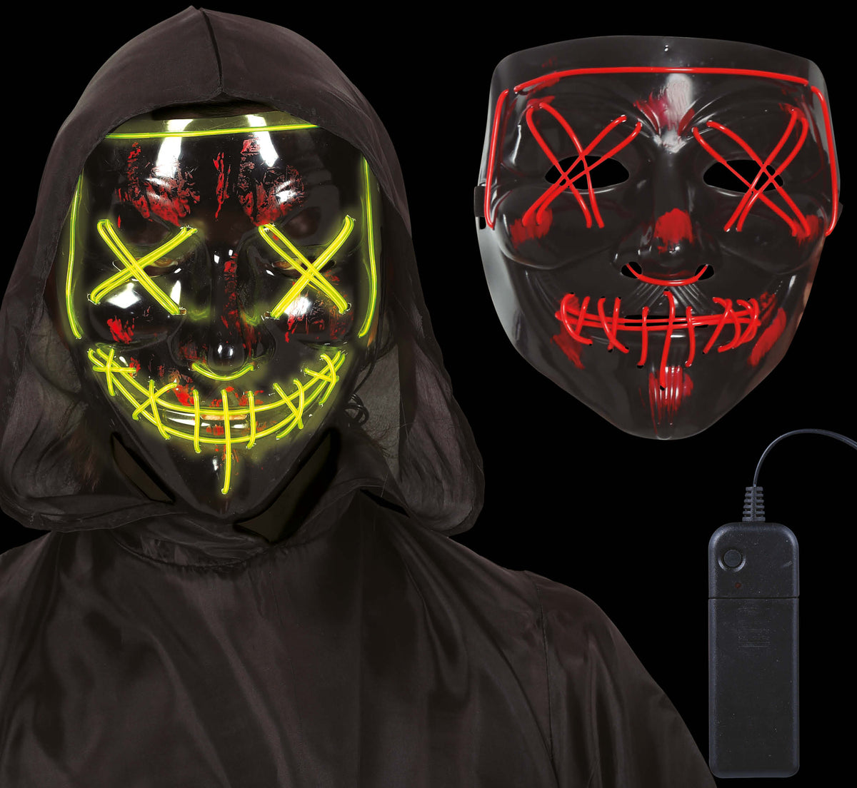 Maschera Rigida con Luci Colori Assortiti Hacker Halloween