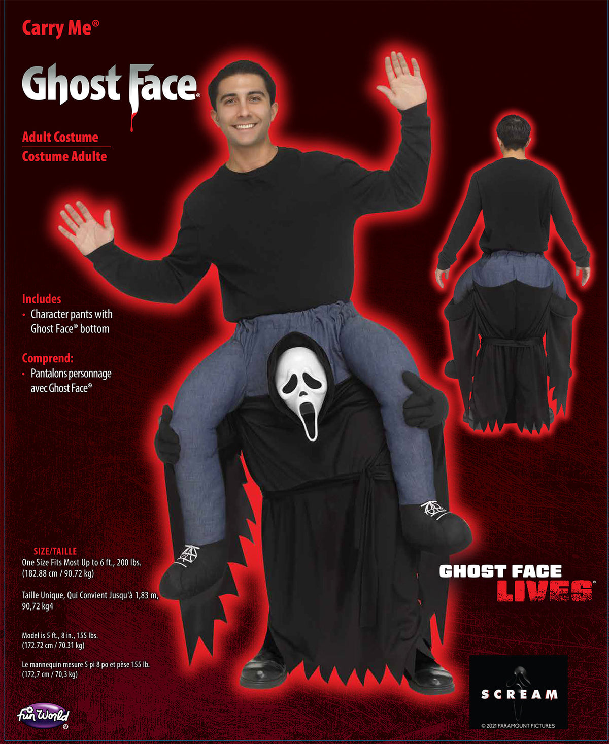 Costume Ghost Face Originale In Sella Effetto 3D Scream Halloween