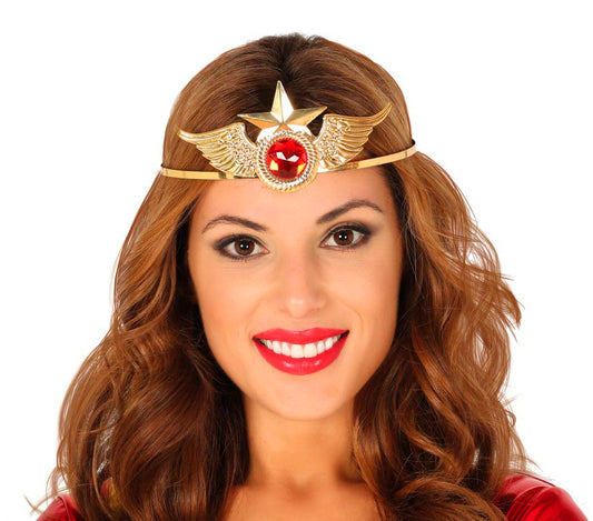 Diadema Super Eroina in Metallo Oro 3