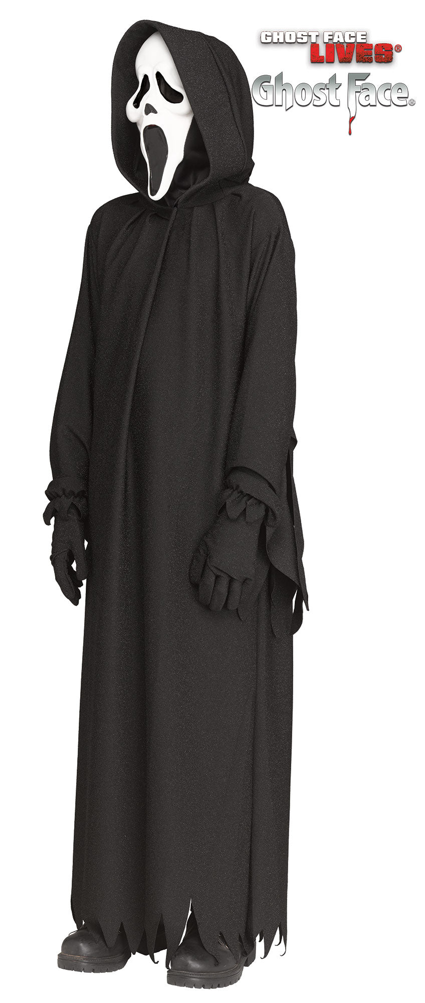 Costume Bambino Ghost Face Originale 30th Anniversario Deluxe Completo Fluorescente Scream Halloween