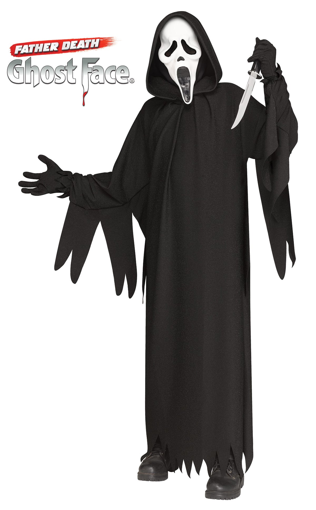 Costume Bambino Ghost Face Originale 30th Anniversario Deluxe Completo Fluorescente Scream Halloween