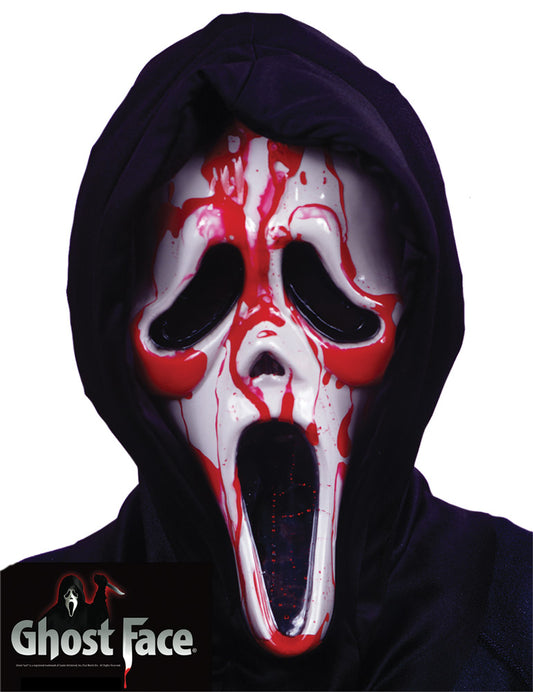 Maschera Ghost Face Classica Bianca Con Effetto Sanguinamento Scream Originale Halloween