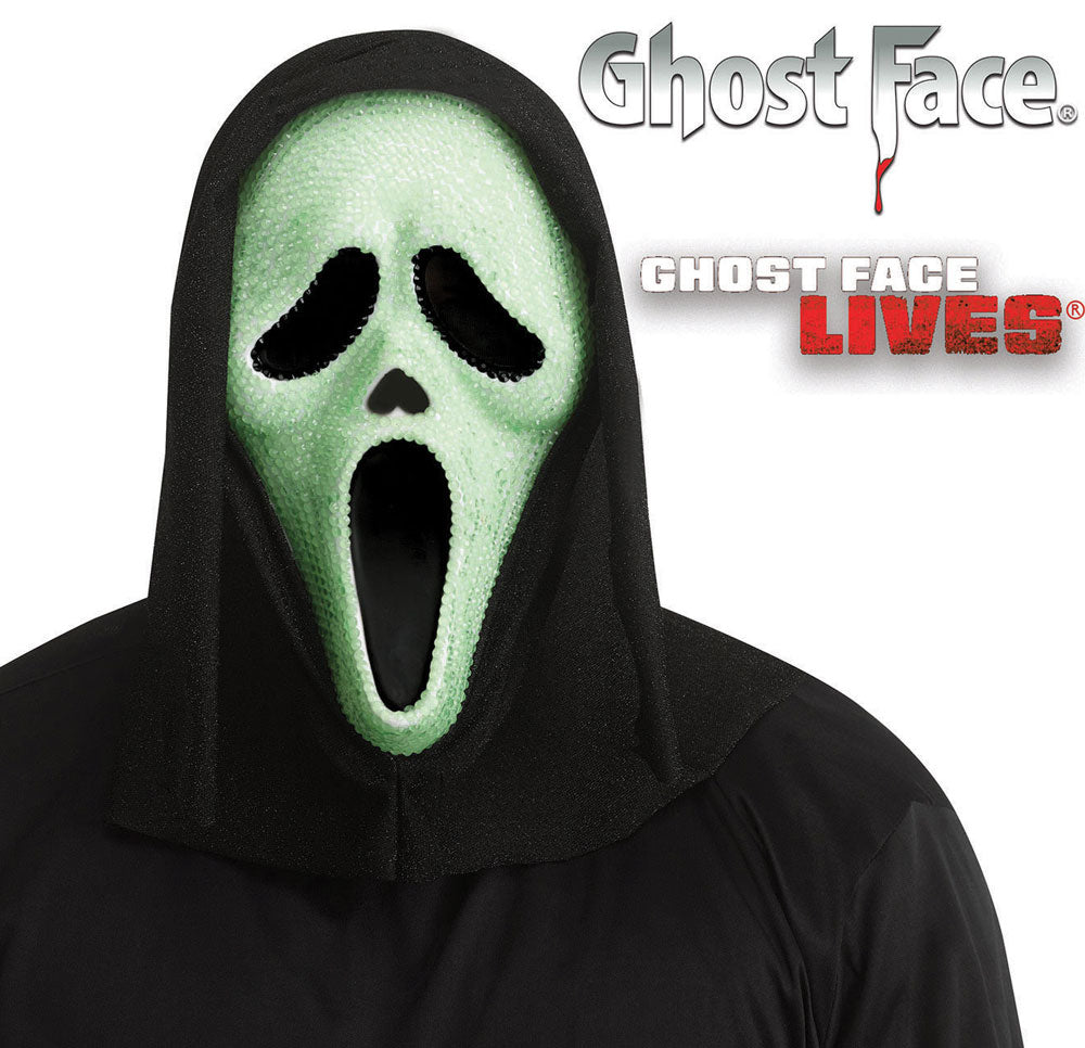 Maschera Ghost Face Bling Glow in The Dark Fluorescente Scream Halloween