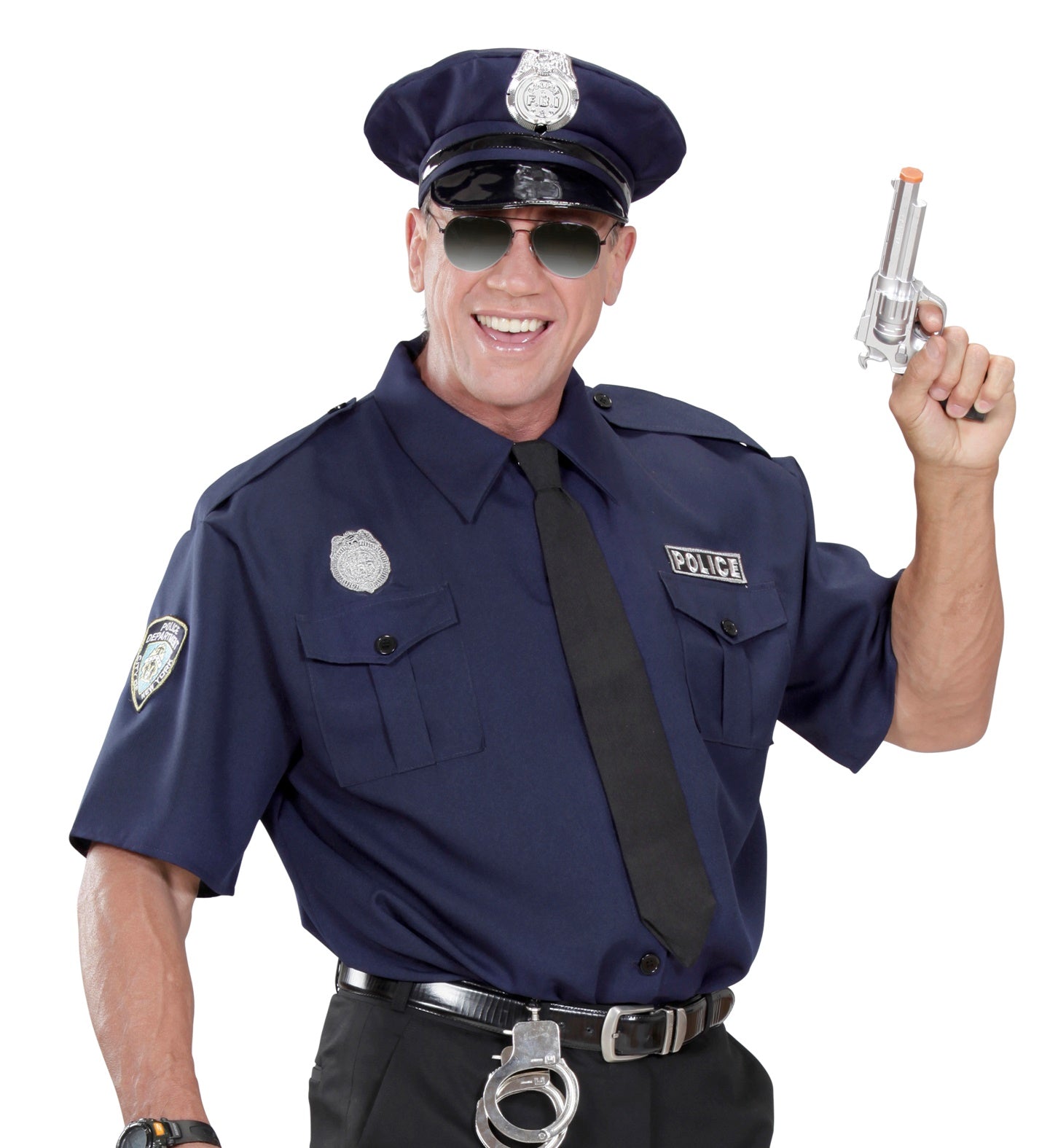 Costume Poliziotto con Camicia, Cravatta e Cappello Forze del'Ordine Polizia