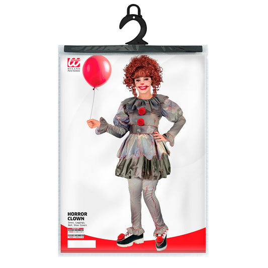 Costume Clown IT Killer Bambina con Maglia Pantalone Cintura e Copri scarpe Pagliaccia Horror