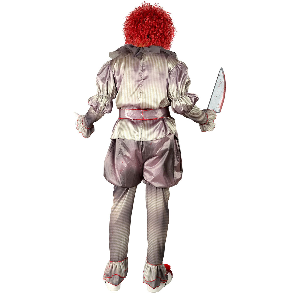 Costume Clown IT Killer Uomo Con Vestito Pantaloni Cintura e Copri Scarpe Pagliaccio Horror