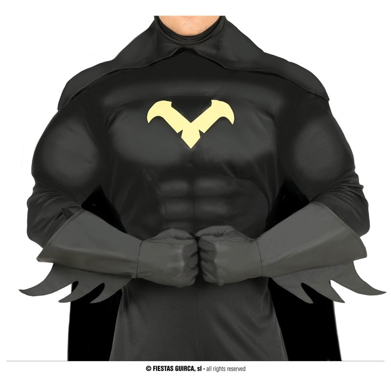 Guanti Supereroe Batman Pipistrello Nero con Alette  Adulto