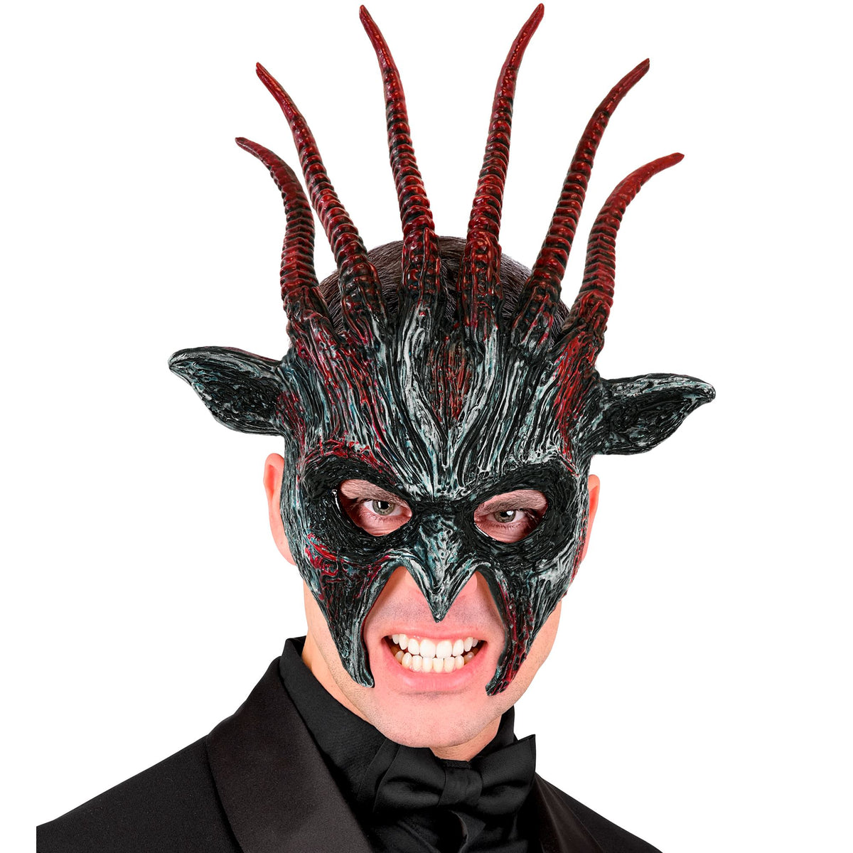 Maschera Rigida Bestia Infernale Demone con Corna Horror Halloween