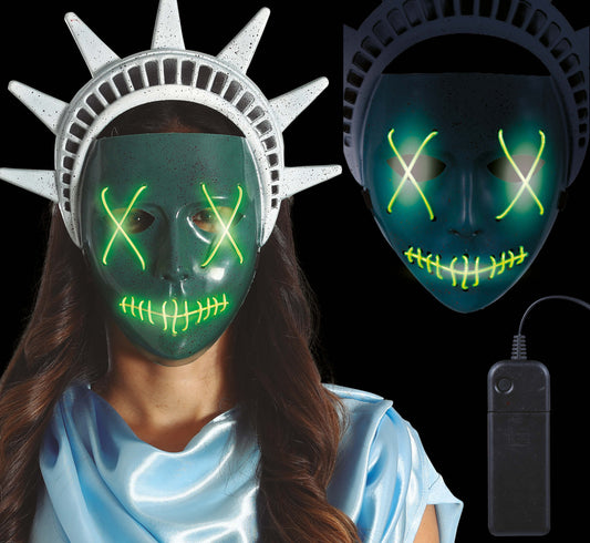 Maschera Rigida Statua Della Liberta' con Luce Horror Halloween
