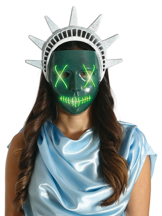 Maschera Rigida Statua Della Liberta' con Luce Horror Halloween