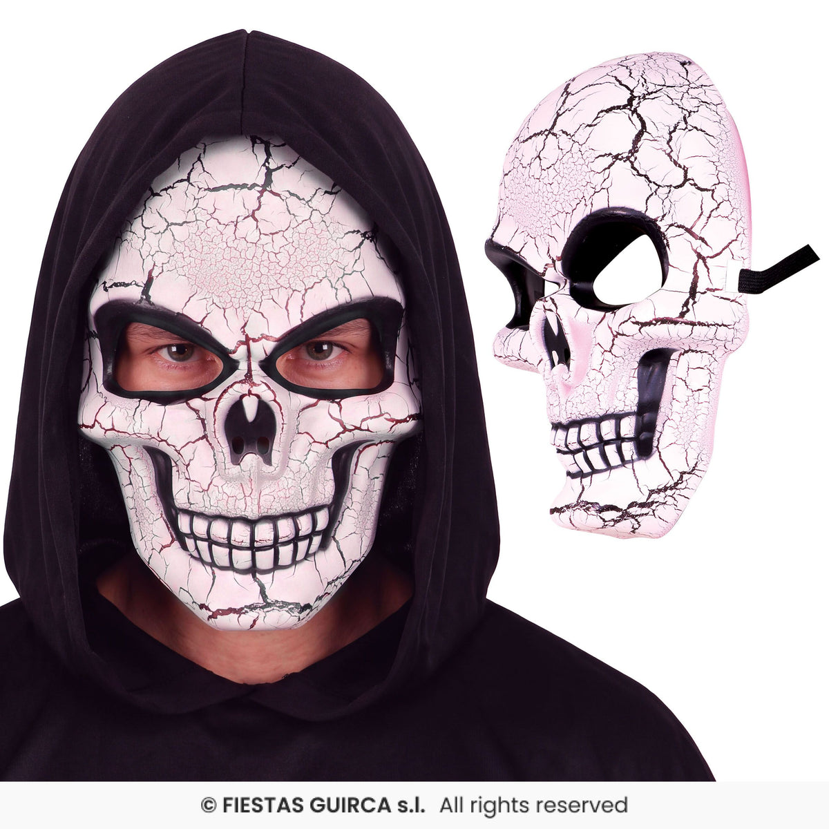 Maschera Rigida Teschio  Scheletro Con Effetto Invecchiato Horror Halloween