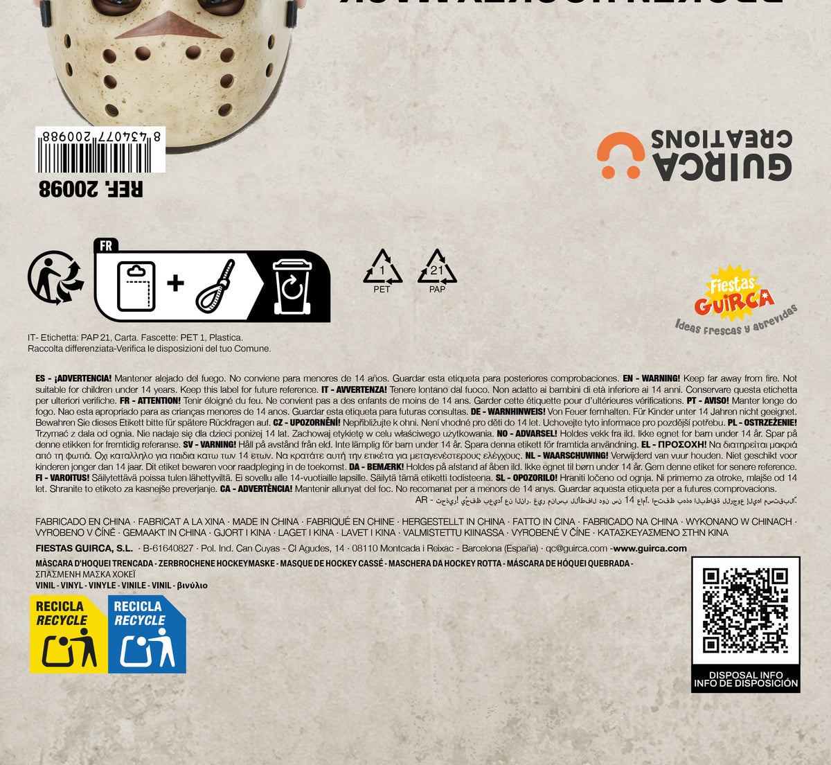 Maschera Rigida Spaccata Jason Venerdi' 13 Horror Halloween
