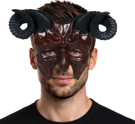 Maschera Demone Ariete in Foam Devil Diavolo con Corna Horror Halloween