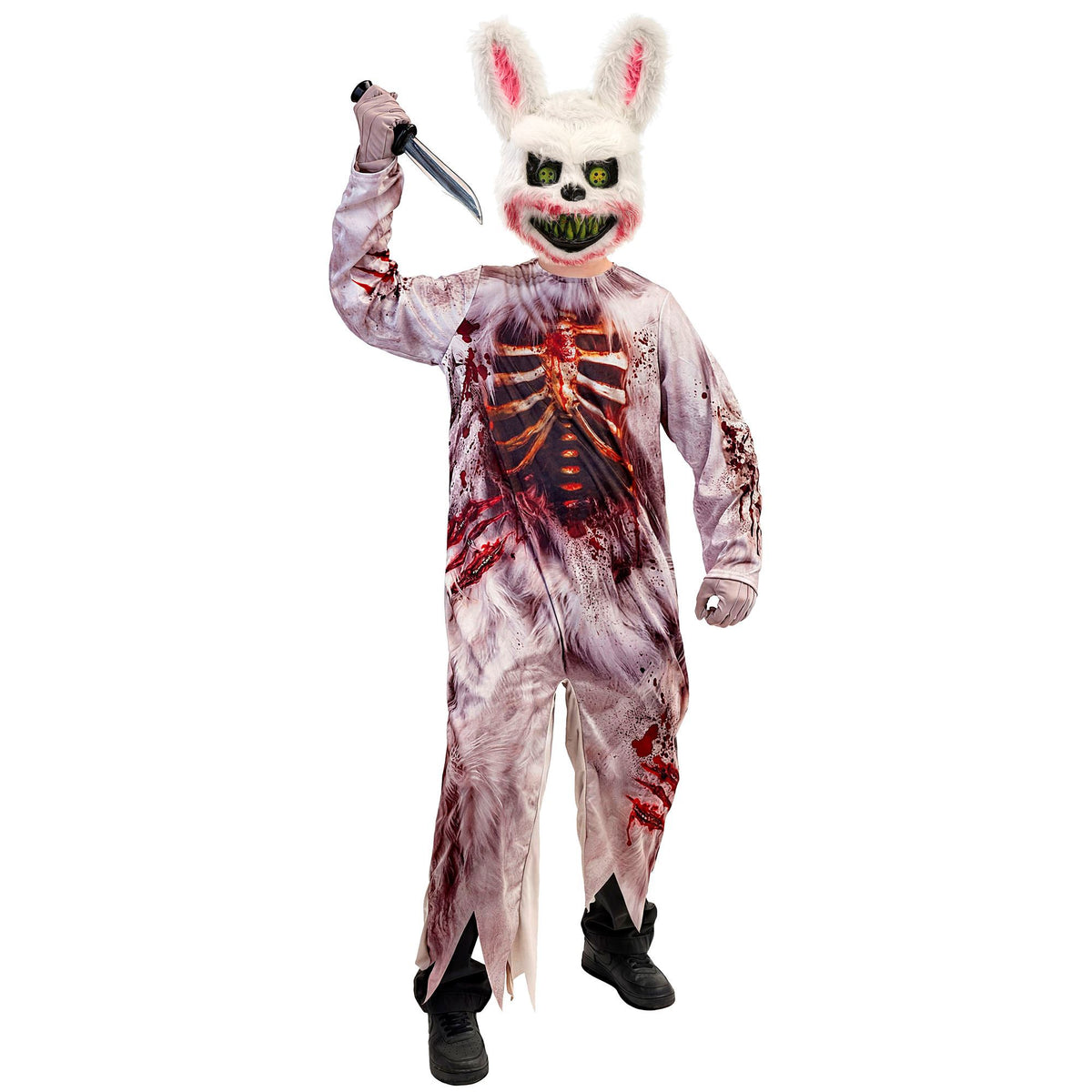 Costume Bambino Coniglio Zombie Assassino Horror Halloween
