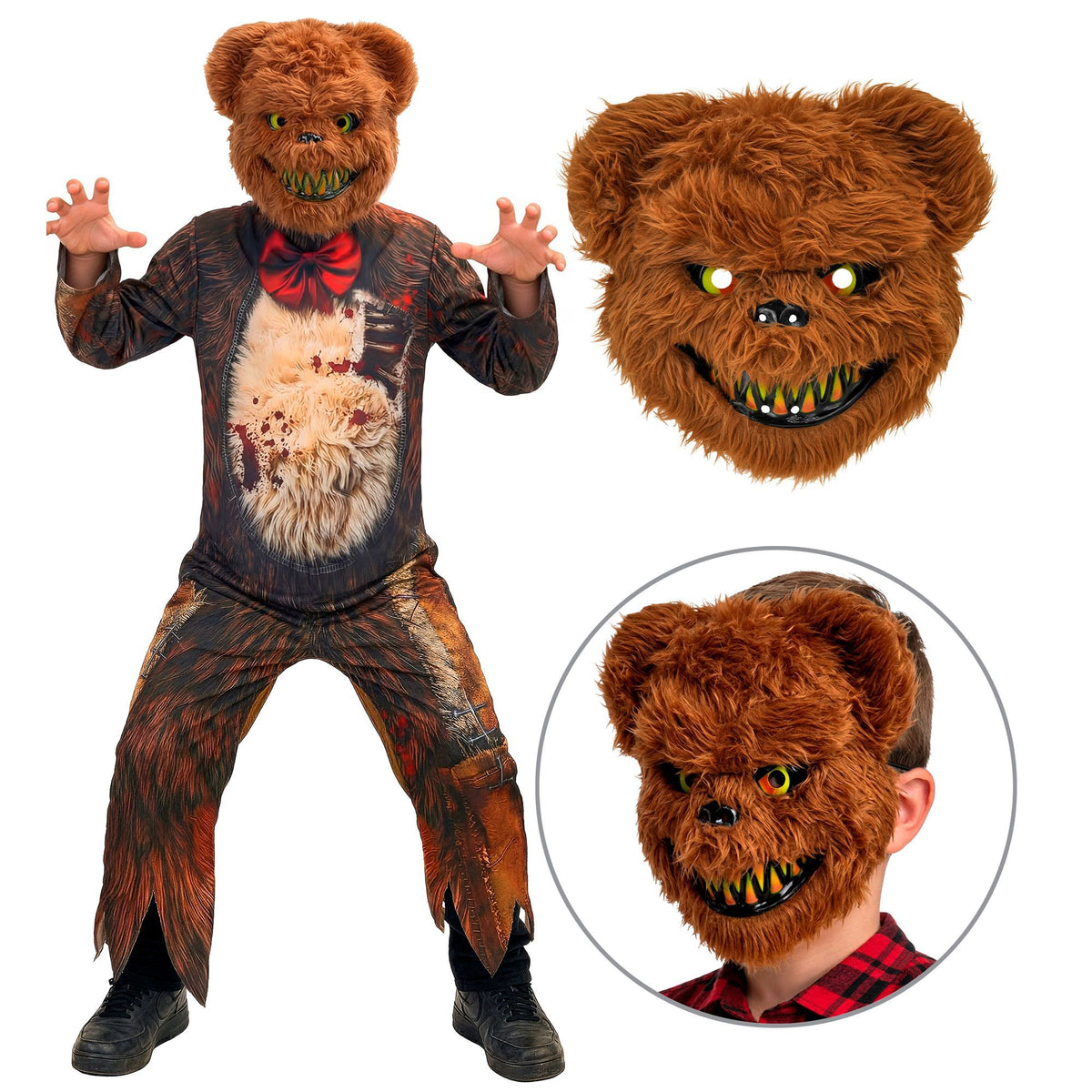 Costume Bambino Orso Killer con Maschera Orsacchiotto Peluches Zombie Horror