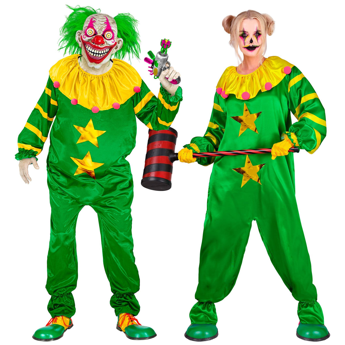 Costume Adulto Pagliaccio Horror Dello Spazio Verde Solo Tuta Halloween