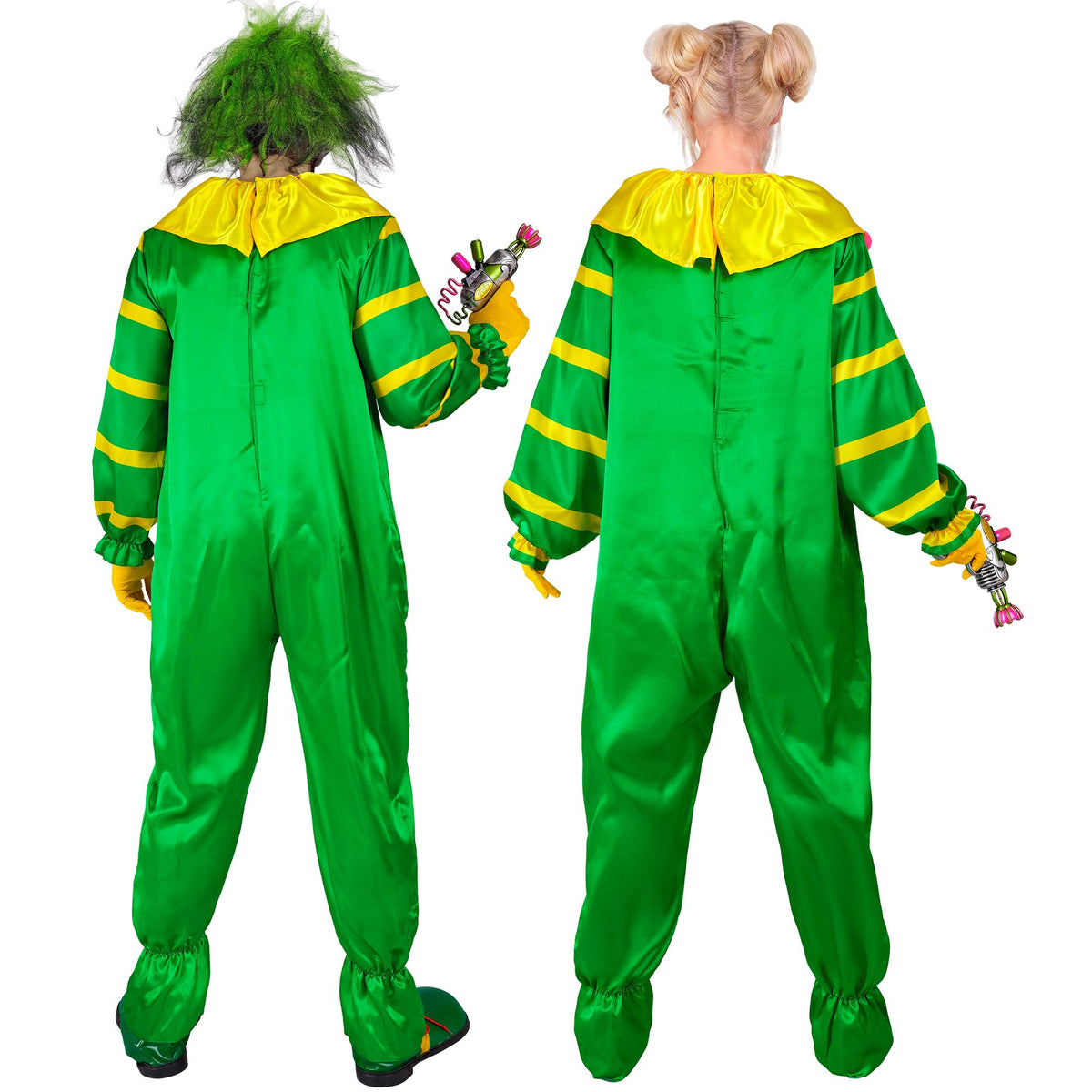 Costume Adulto Pagliaccio Horror Dello Spazio Verde Solo Tuta Halloween