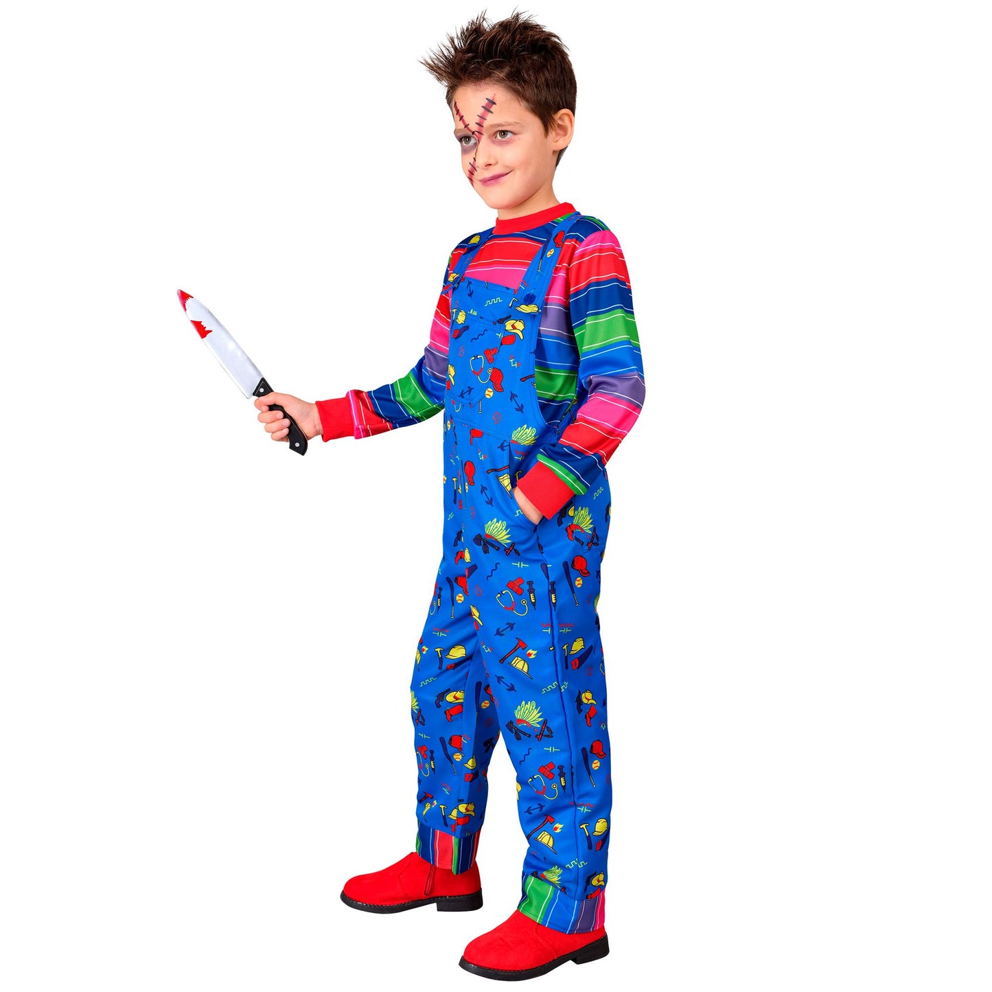 Costume Good Guy Chucky Bambino Unisex Bambola Assassina 158cm