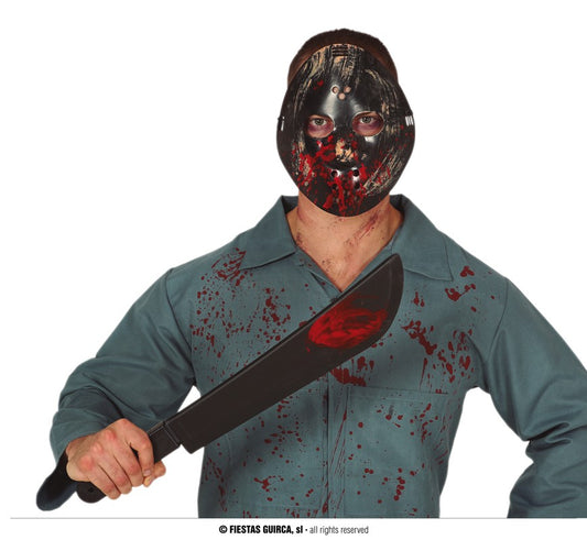 Maschera Rigida Nera e Machete Jason Venerdi' 13 Horror Halloween