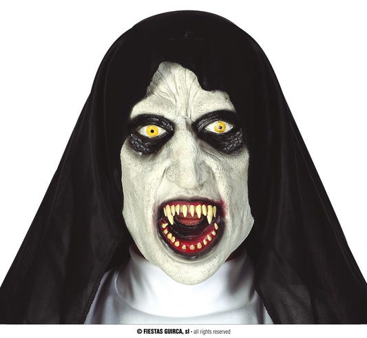 Maschera in Lattice Suora Vampiro con Cappuccio The Nun Horror Halloween