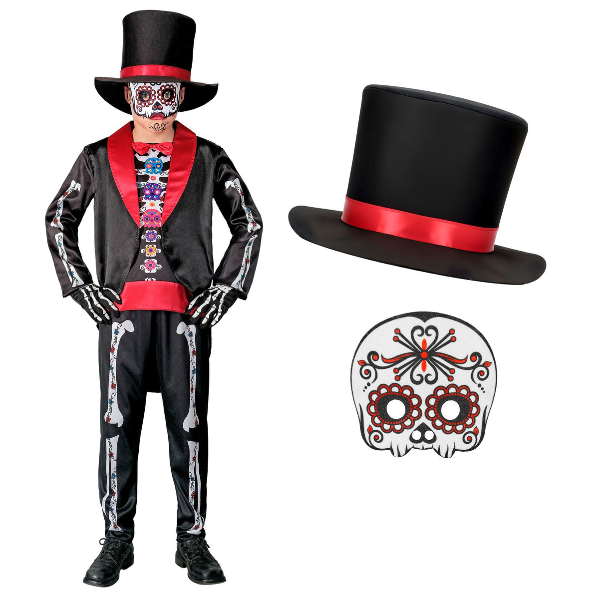 Costume Bambino Dia De Los Muertos Completo Horror Halloween