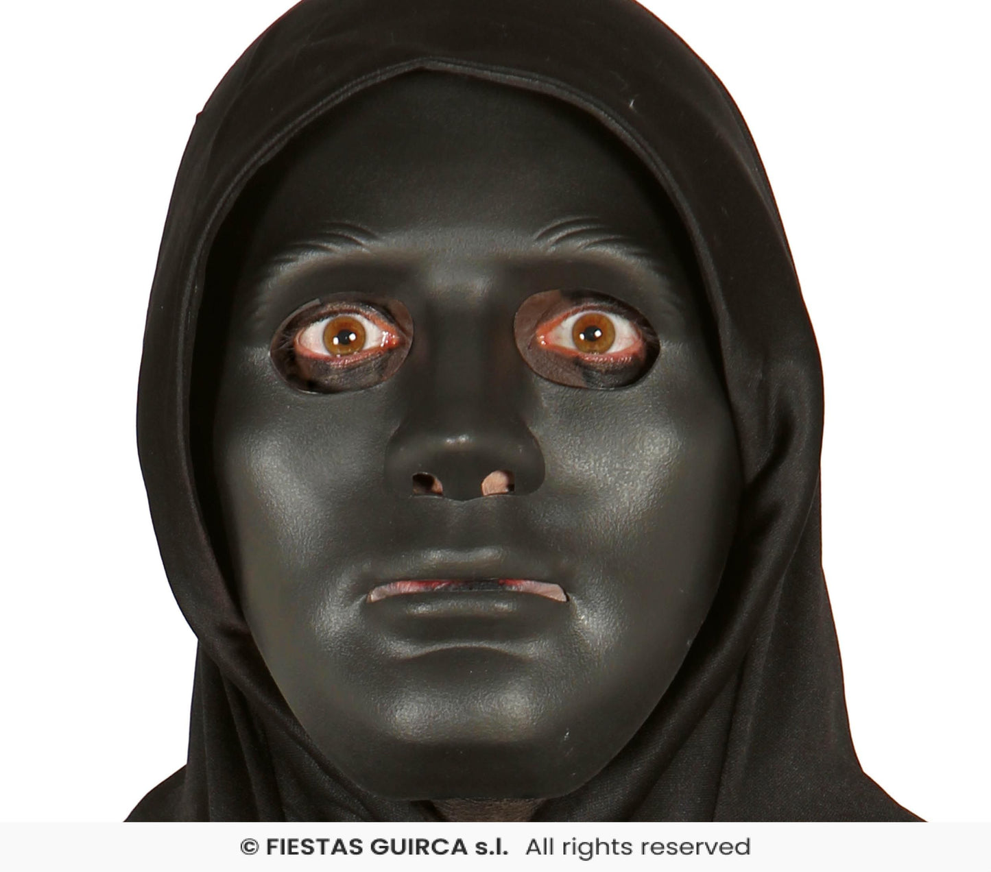 Maschera Nera Senza Volto Horror PVC Rigido con Elastico Halloween