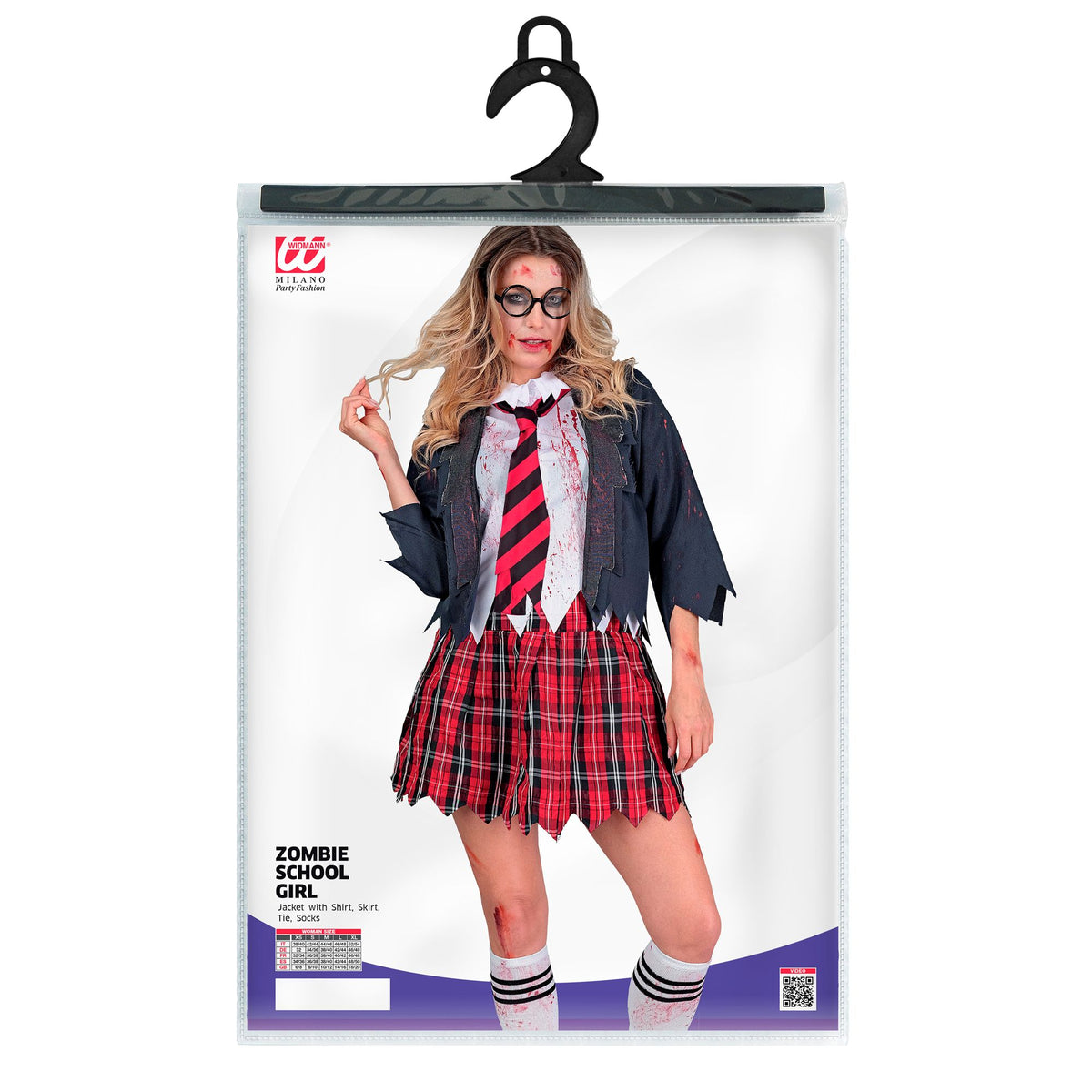 Costume Donna Studentessa Zombie Completo Horror Halloween