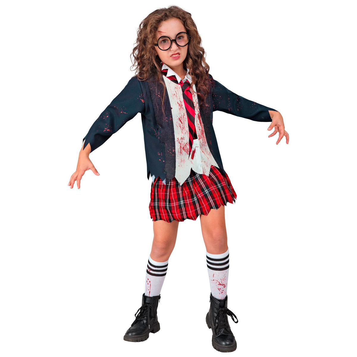 Costume Bambina Studentessa Zombie Completo Horror Halloween