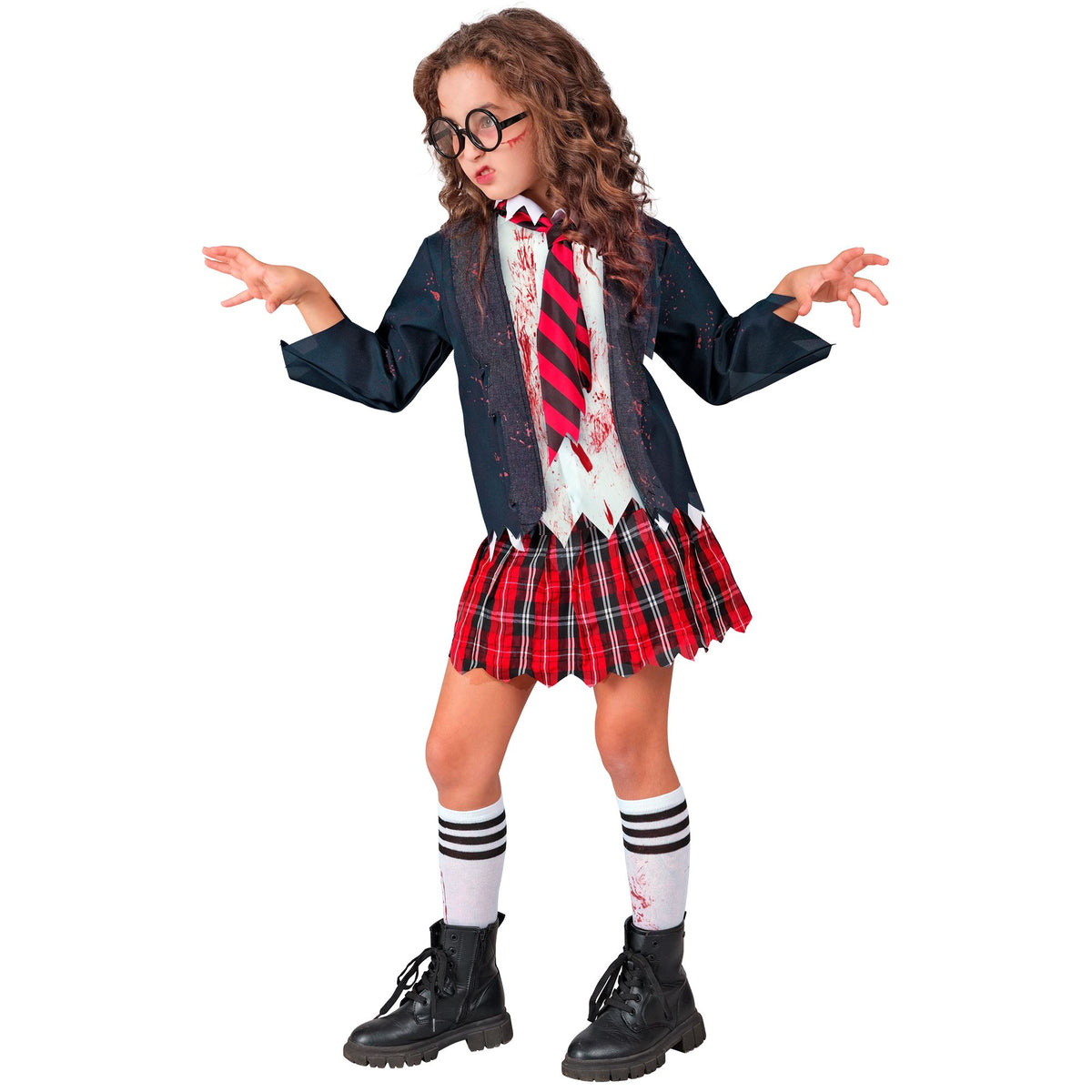 Costume Bambina Studentessa Zombie Completo Horror Halloween