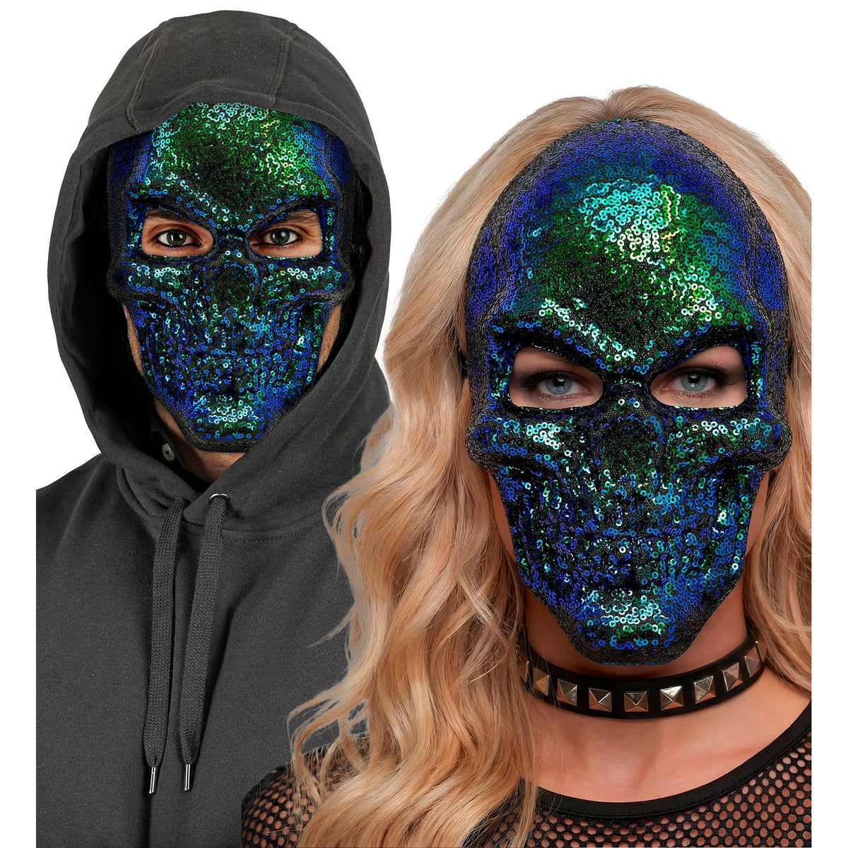 Maschera Teschio Paillettes Glitterate Unisex Halloween Chic