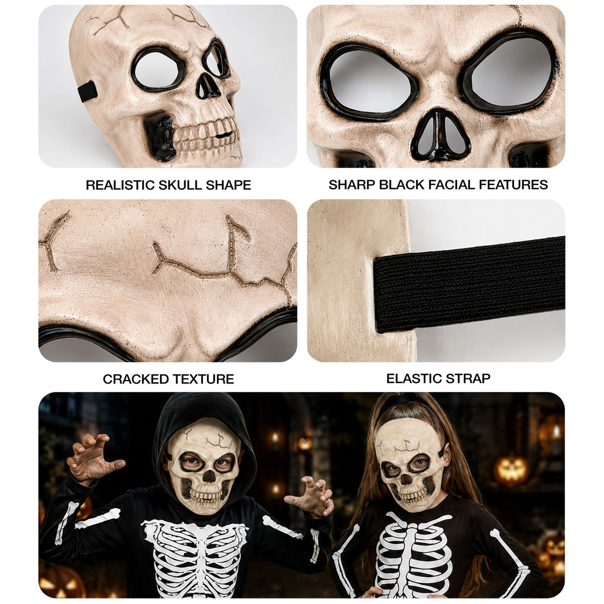 Maschera Rigida Bambino Teschio Horror Halloween