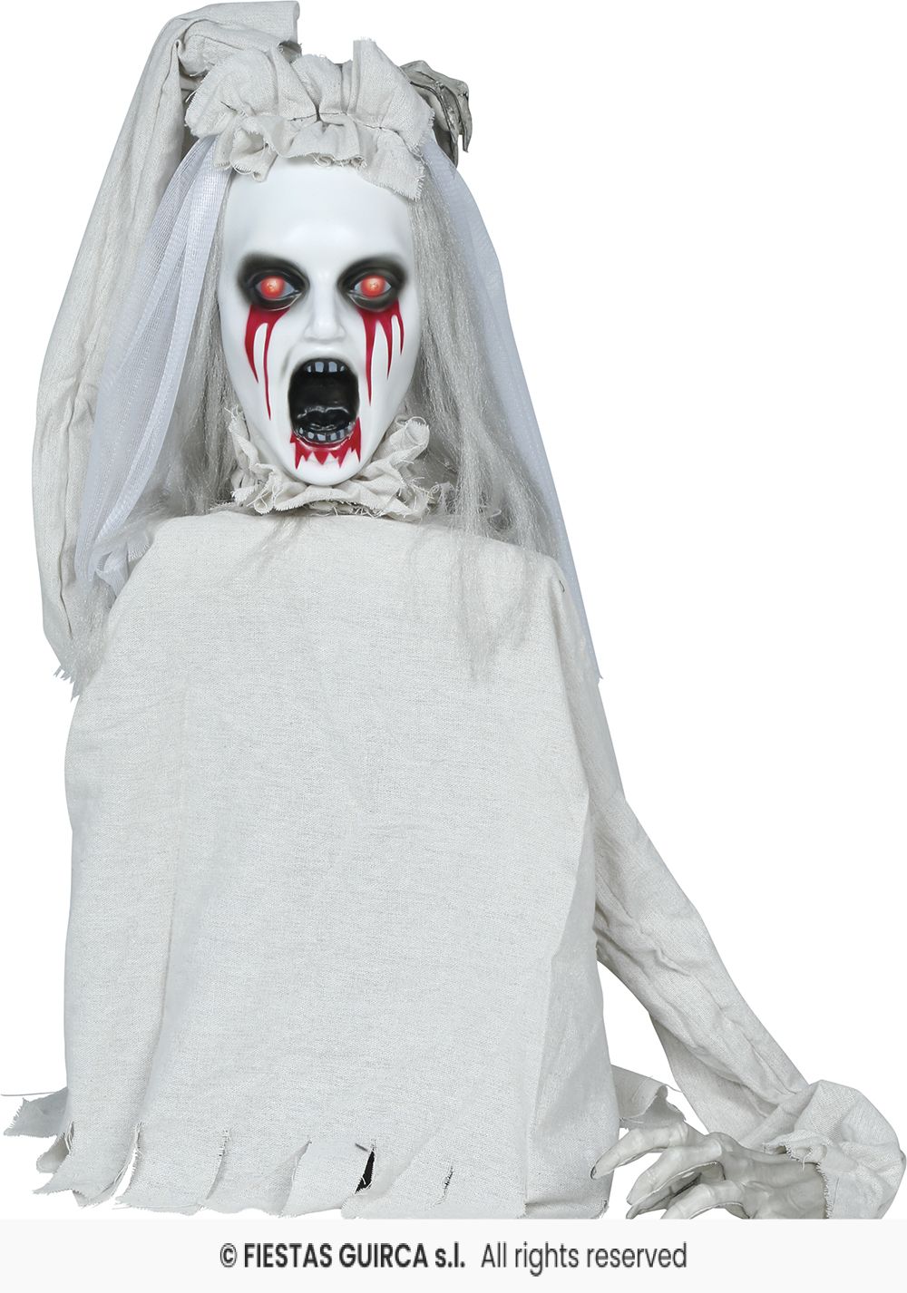 Sposa Zombie Animatronica con Luci Suoni e Movimento H 70 cm