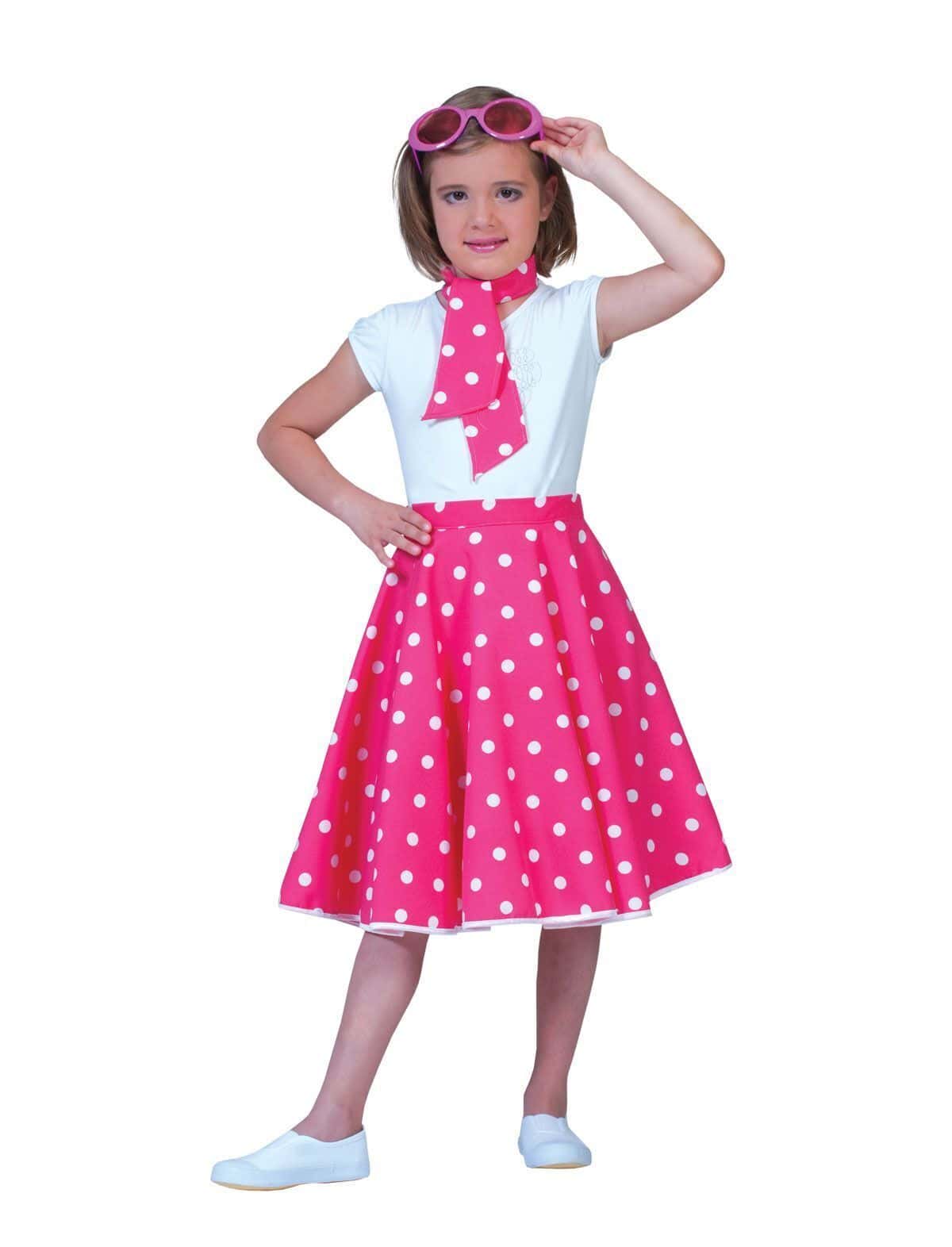 Gonna e Foulard Rosa a Pois da Pin Up Bambina
