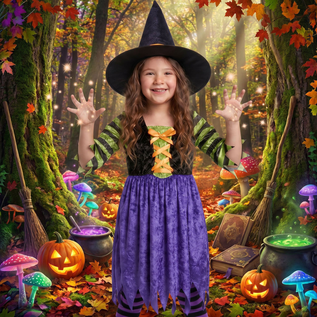 Costume Ragazza Strega Abito e Cappello